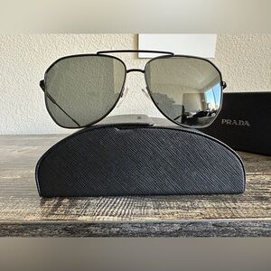 Prada Aviator Sunglasses - PR 63XS - Black / Grey Polarized